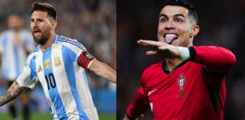 Messi e Cristiano Ronaldo podem fazer história • Foto: Reprodução/X/@CONMEBOL / Reprodução / Instagram/Cristiano Ronaldo