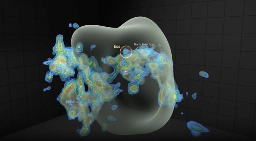 A nuvem molecular foi detectada a 300 anos-luz da Terra, mais perto do que qualquer outra nuvem similar formadora de estrelas • Thomas Müller (HdA/MPIA)/Thavisha Dharmawardena (NYU) via CNN Newsource