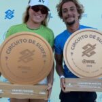 Laura Raupp e Mateus Sena campeões do Circuito Banco do Brasil de Surfe 2024 • WSL/Aleko Stergiou